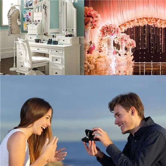 Velvet Ring Box with LED Light Jewelry Display Gift Box for Proposal,Engagement - Picture 6 of 7